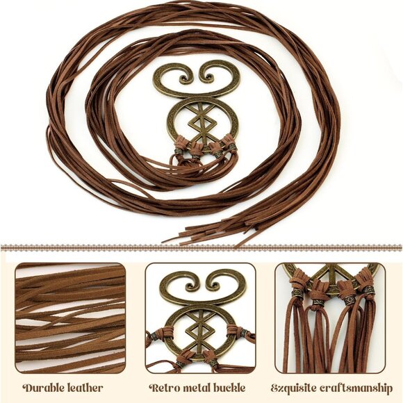 Women's Faux Leather Viking Belt with Troll Cross Medieval Renaissance Accessory - Picture 2 of 6